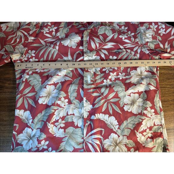 Vintage Pierre Cardin Button Up Shirt Large Red Hawaiian 100% Cotton Men’s L - Picture 3 of 5